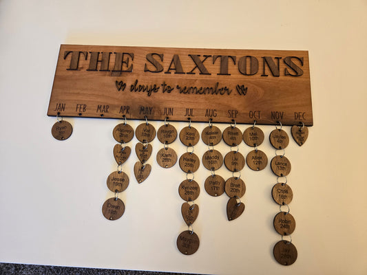 Family Birthday Calender