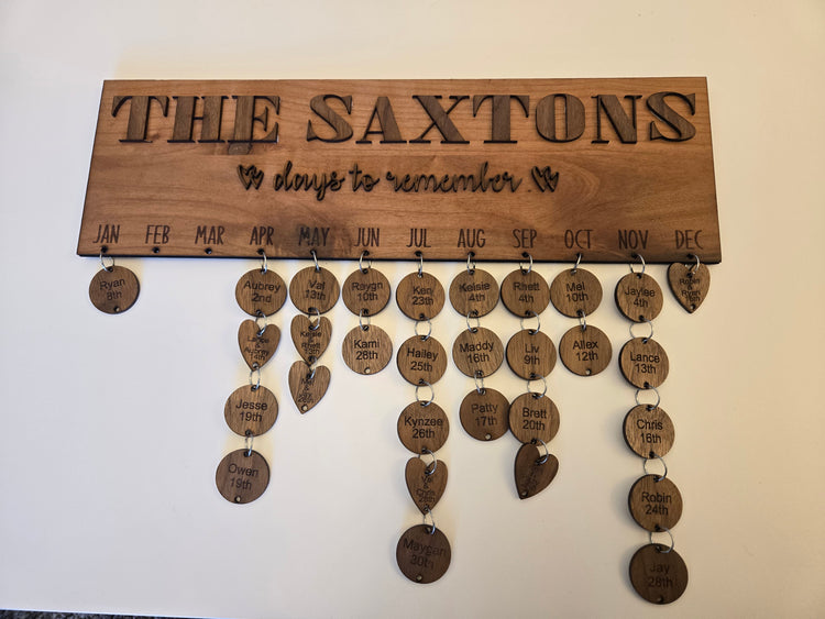 Family Birthday Calender