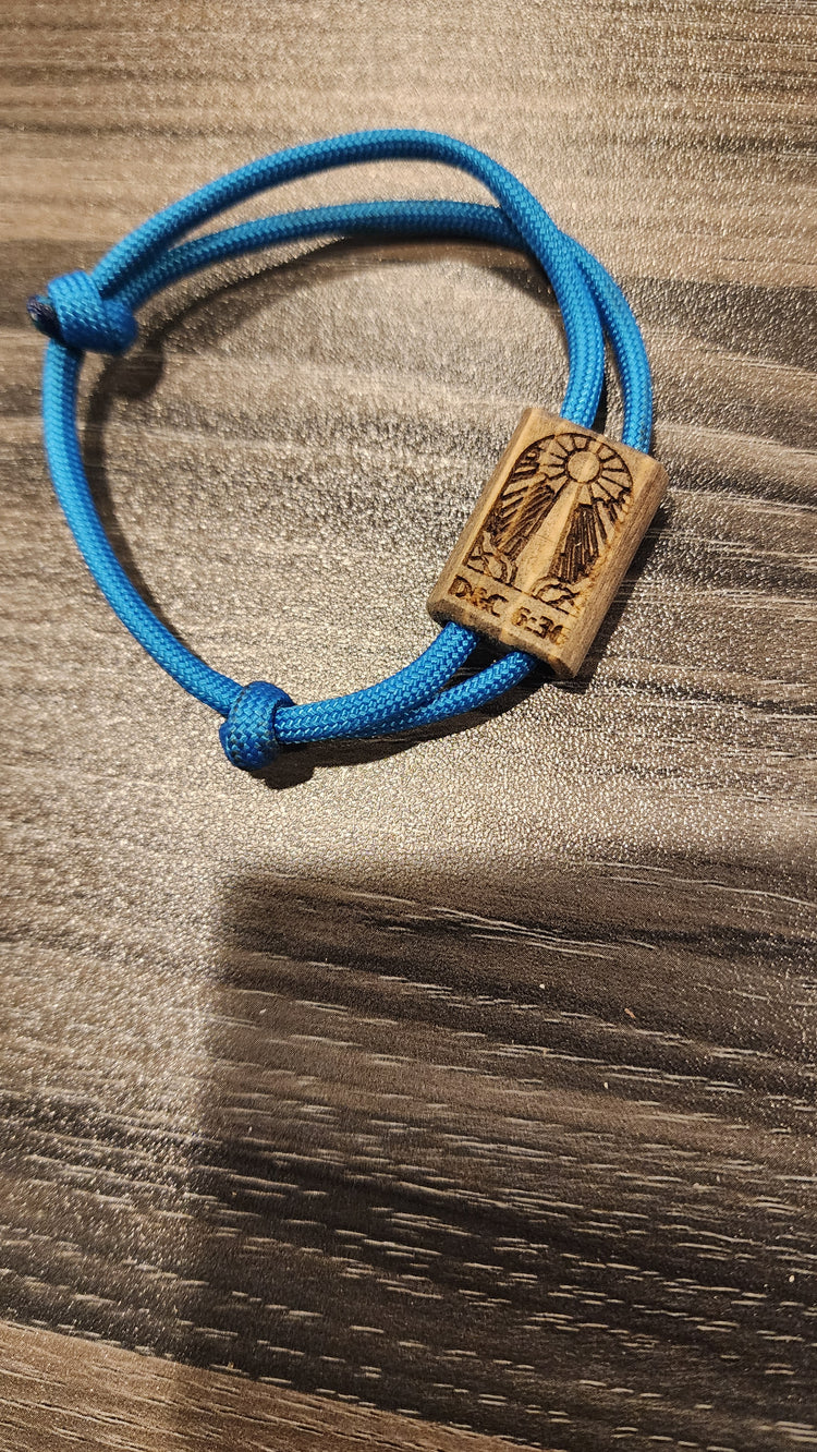 Bead Bracelet with Wooden Engraved Accent Bead