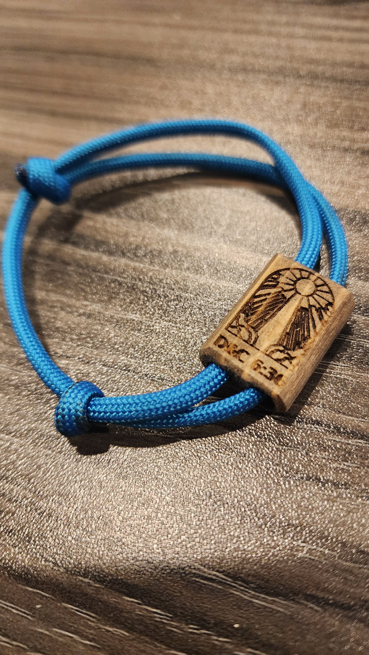 Bead Bracelet with Wooden Engraved Accent Bead