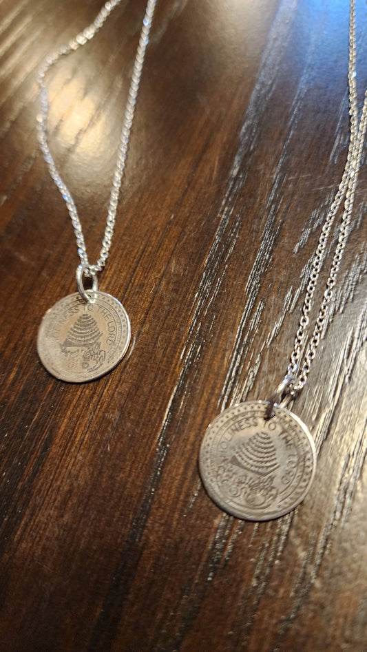 Simple Engraved Pendant Necklace - Stainless Steel